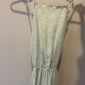 Green Floral Halter Dress Backless